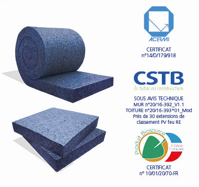 Rouleau isolant naturel Métisse RT - thermo-acoustique en fibres textiles  recyclées - 7,5 M x 0,6 M - ép.50 MM - R.1,25 m².K/W